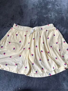 Butter Yellow Strawberry Print Skort